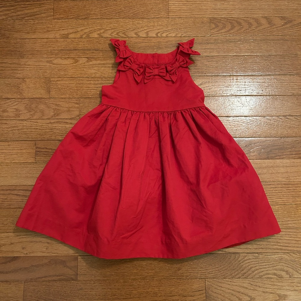 Janie and Jack Red Bow Neck Houndstooth Classic Holiday Dress 2T